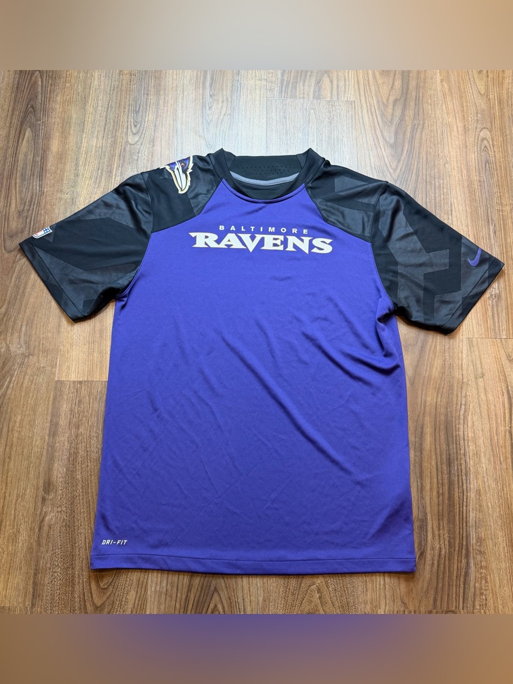 Nike Dri-FIT On Field Baltimore Ravens Football Purple Black T-Shirt Mens Medium